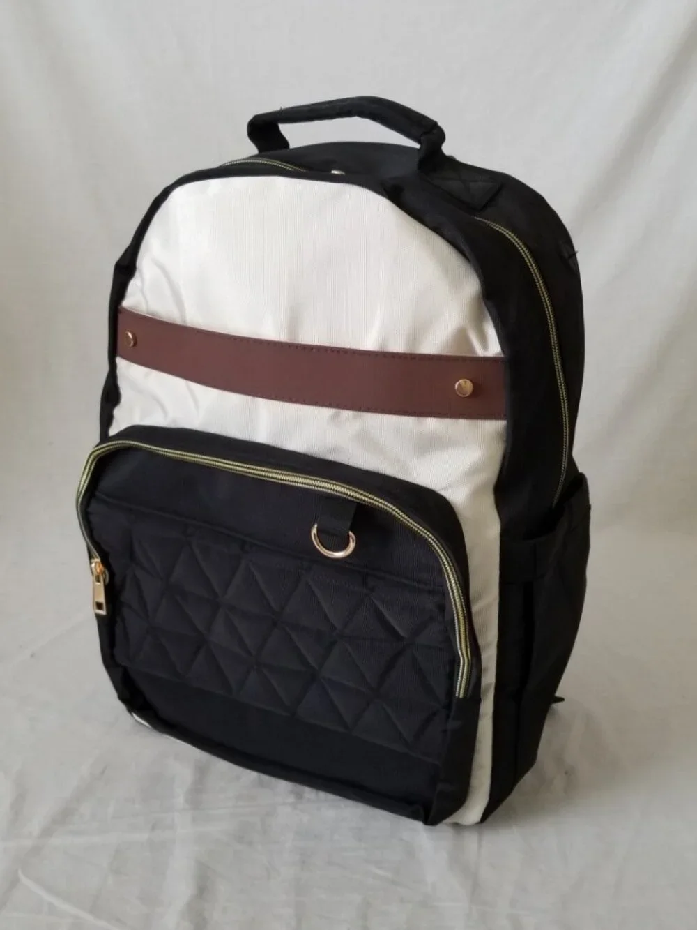 NWT! 26L Laptop Backpack w/Luggage Strap, Anti-Theft, Bottle Pockets, Gold Hdwr